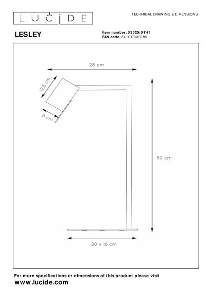 Lucide LESLEY - Schreibtischlampe - 1xGU10 - Taupe - technisch